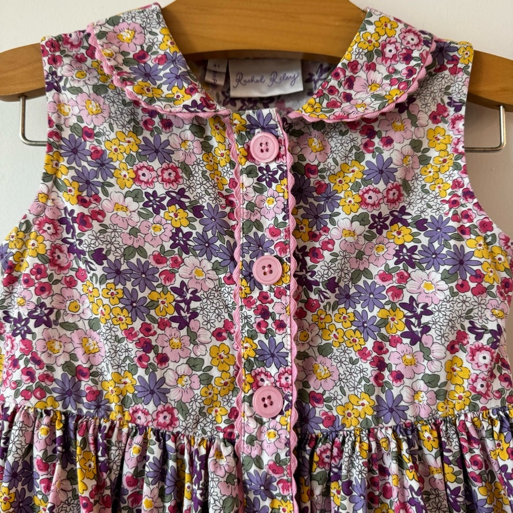 Rachel Riley Girls Floral Button Front Dress - Picture 2 of 5